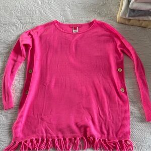 Women’s Hot Pink Fringe Hem Sweater